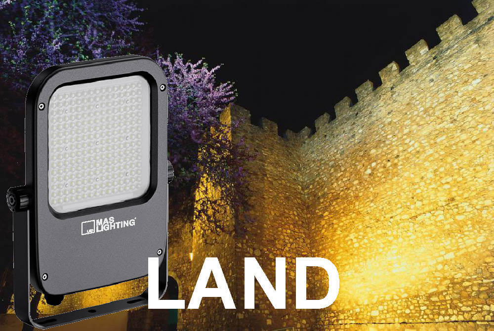 projetor led, maslighting land, projetor land, projetor led 100w, projetor led 200w, projetor led 300w, projetor led 150w, iluminação, iluminação de fachadas, iluminação industrial, iluminação profissional,